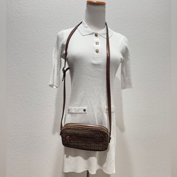 COACH Crossbody Bag 6341 Mini Signature Canvas Leather Brown - Picture 9 of 9